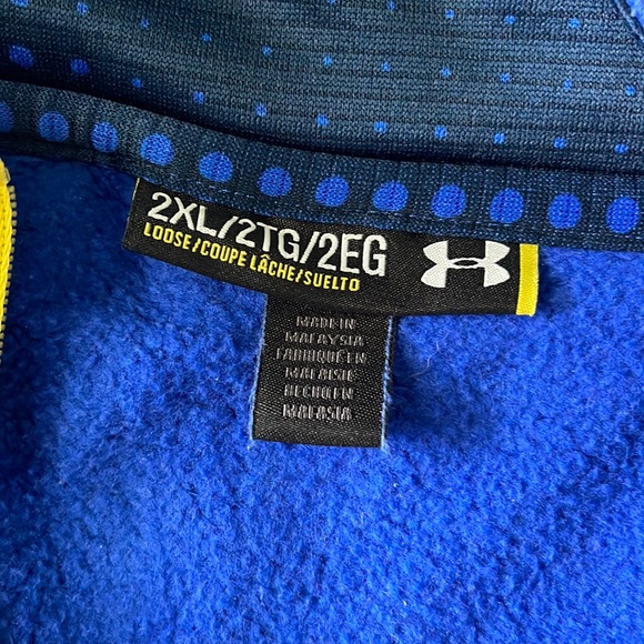 EUC Mens Under Armour Steph Curry SC Blue/Yellow Hoodie 1/4 Zip 1263971 Size 2XL - Picture 5 of 10